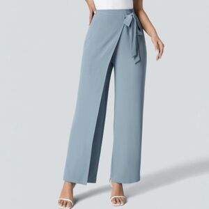 HALARA Light Blue Wide Leg Wrap Pants